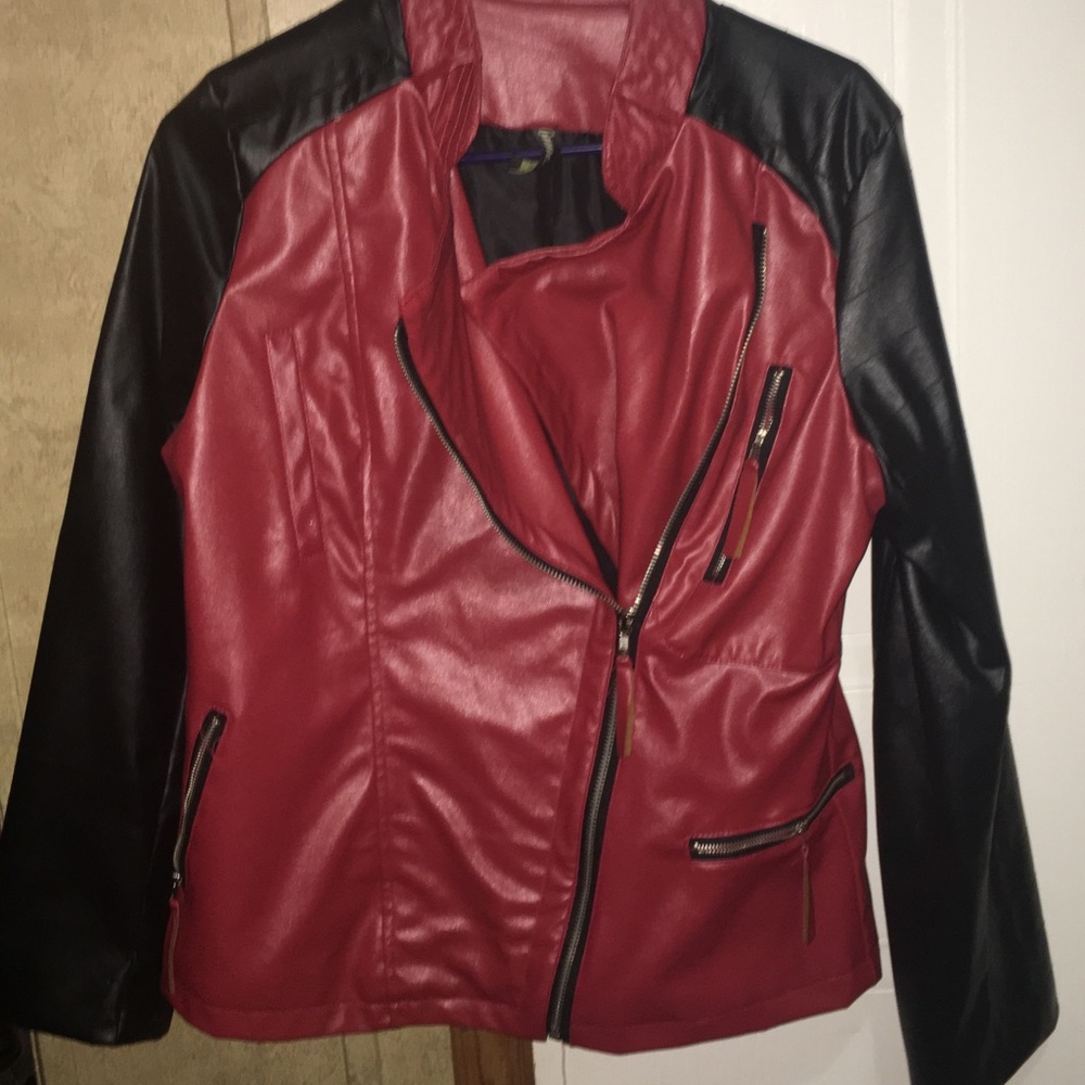 Red leather jacket